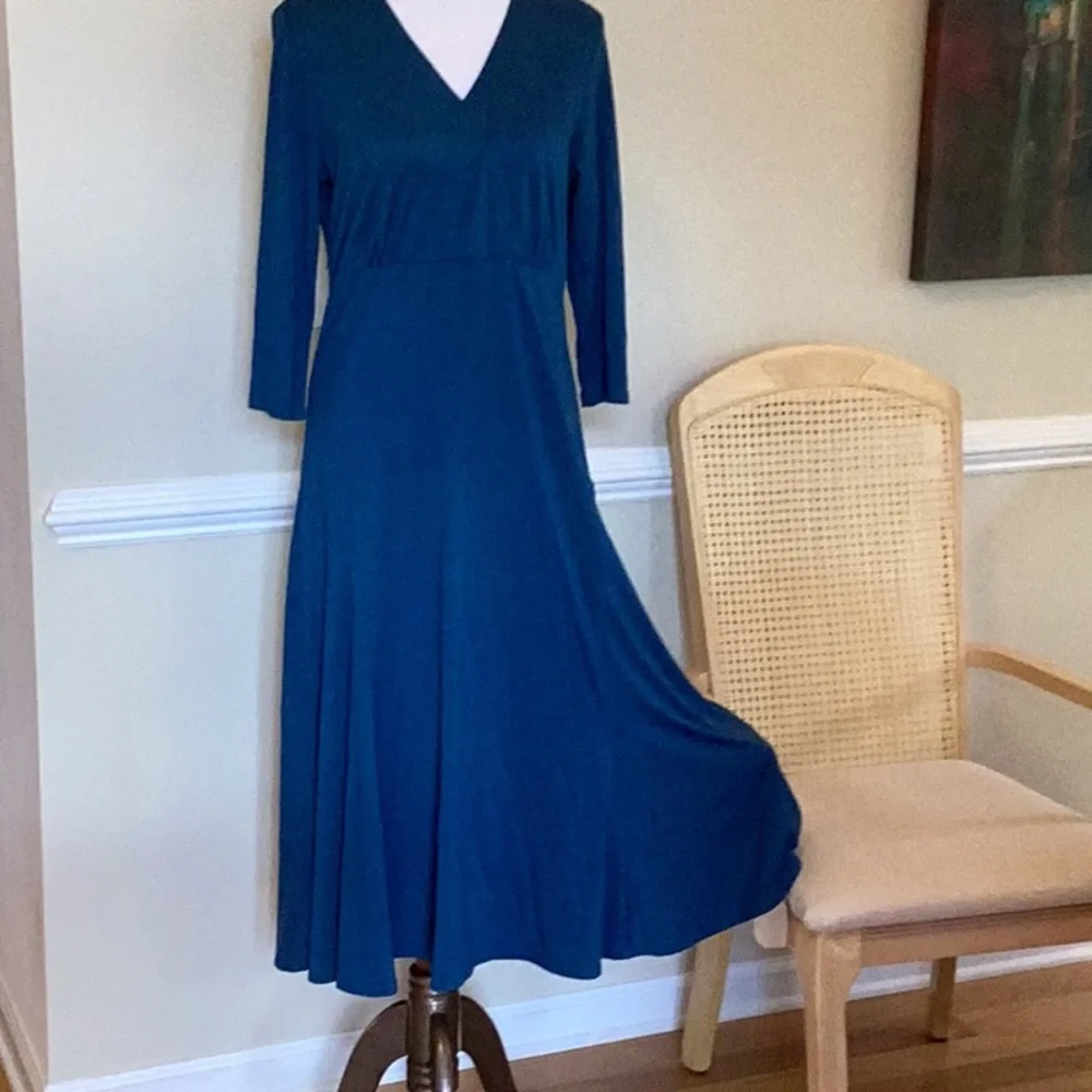 Two-Twenty Collection @blair.com deep blue knit midi dress with empire w… - Picture 4 of 13